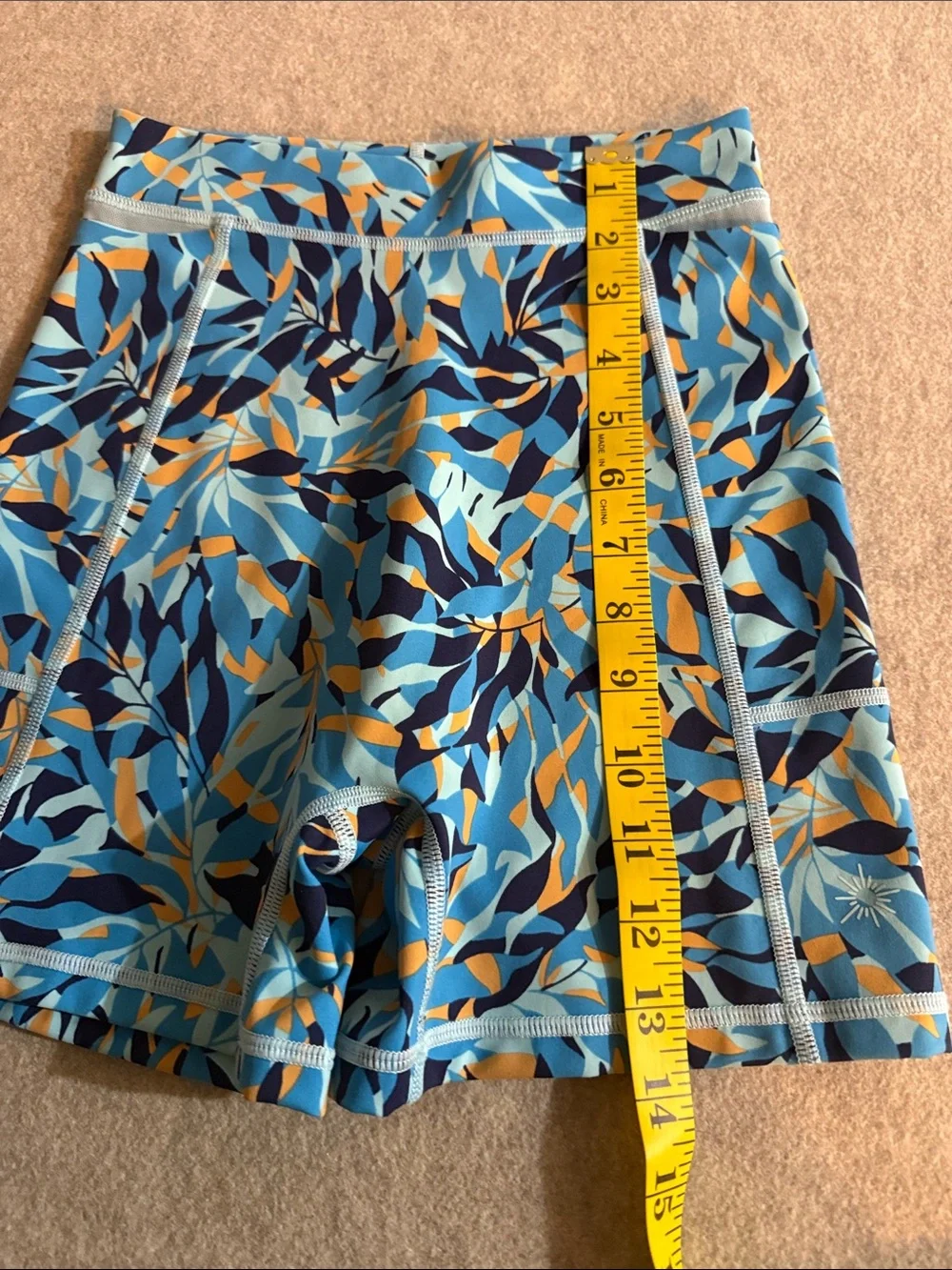 aerie Blue‎ Multi Leaf-Print Athletic Shorts